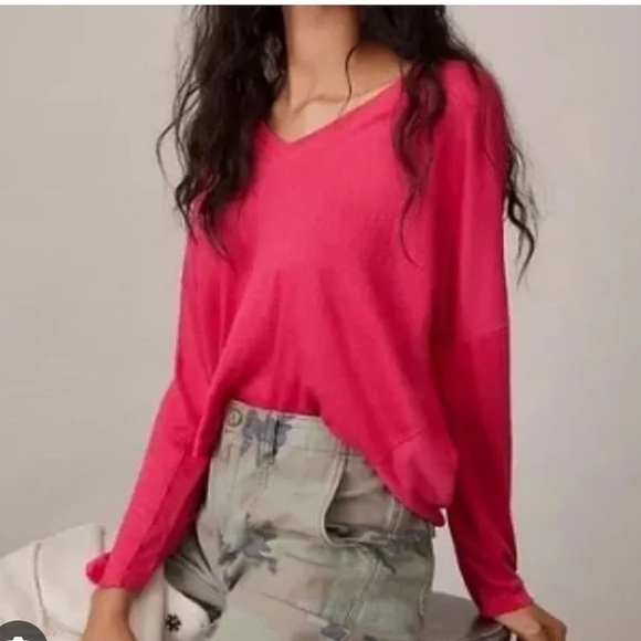 Anthropologie Pink V-Neck Top - Picture 3 of 9